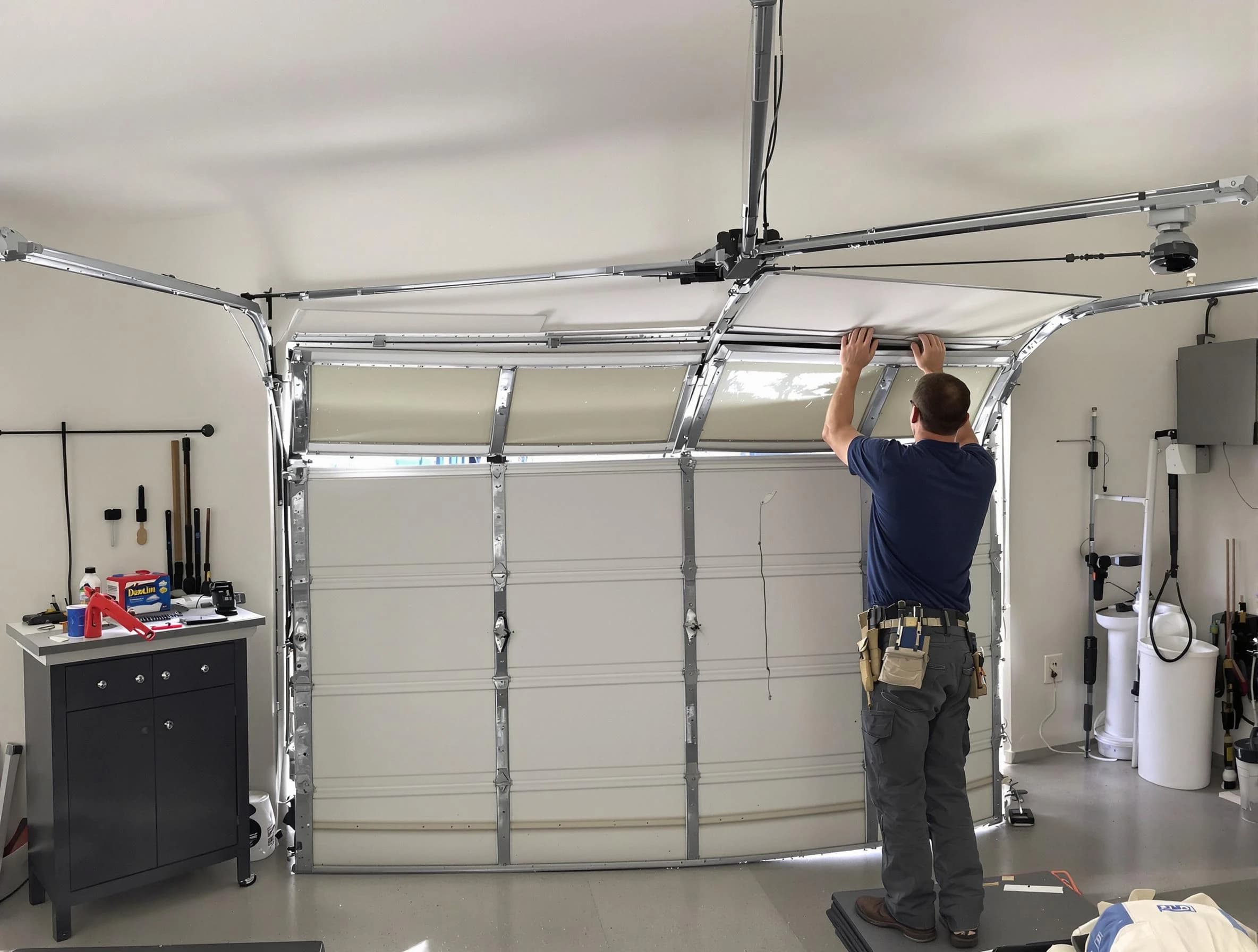 North Andover Garage Door Repair specialist performing precise section replacement on North Andover garage door