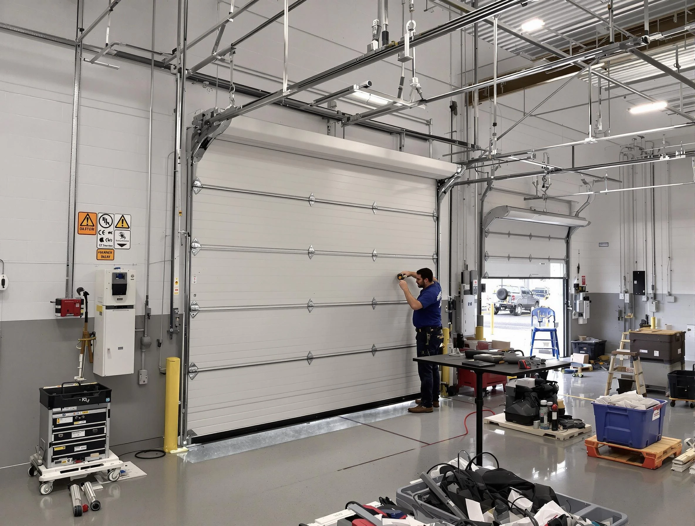 Commercial garage door repair being performed by North Andover Garage Door Repair expert in North Andover