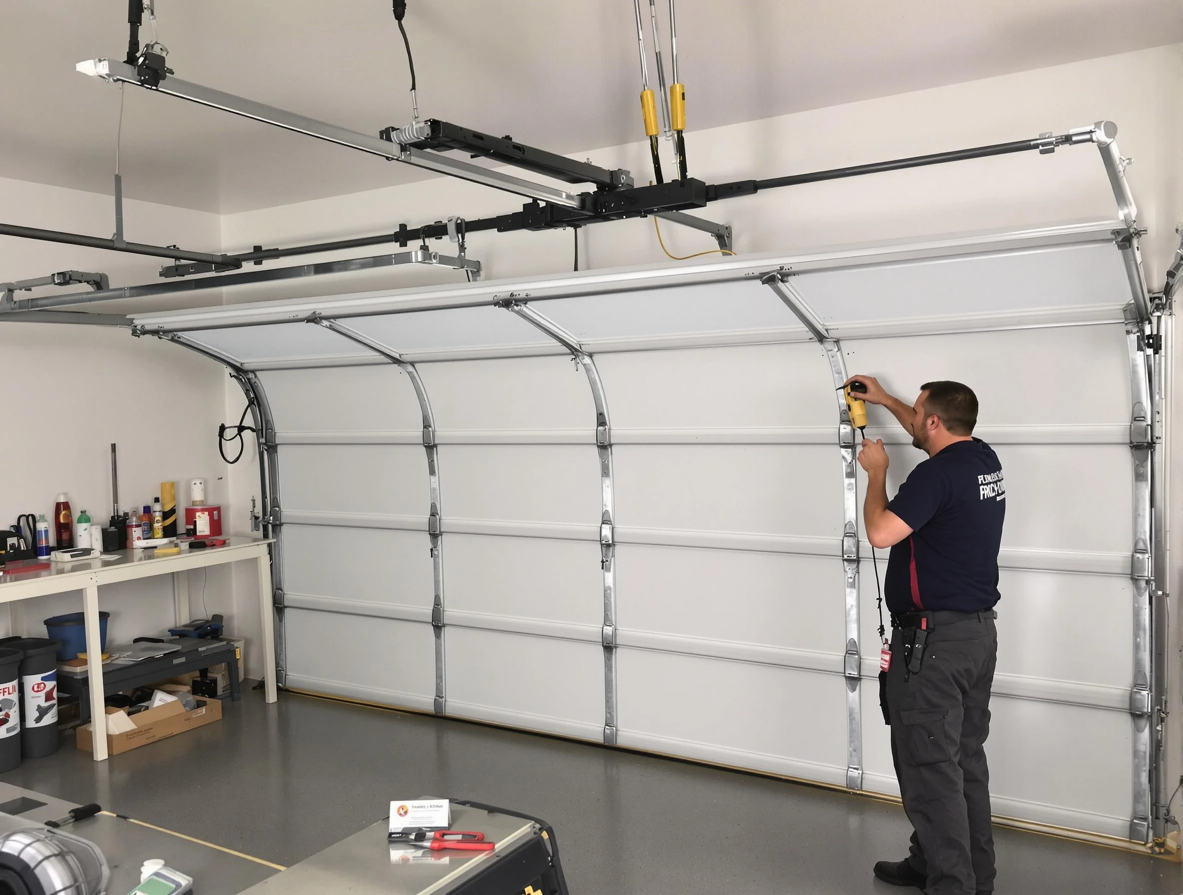 North Andover Garage Door Repair certified technician performing overhead door system repair in North Andover