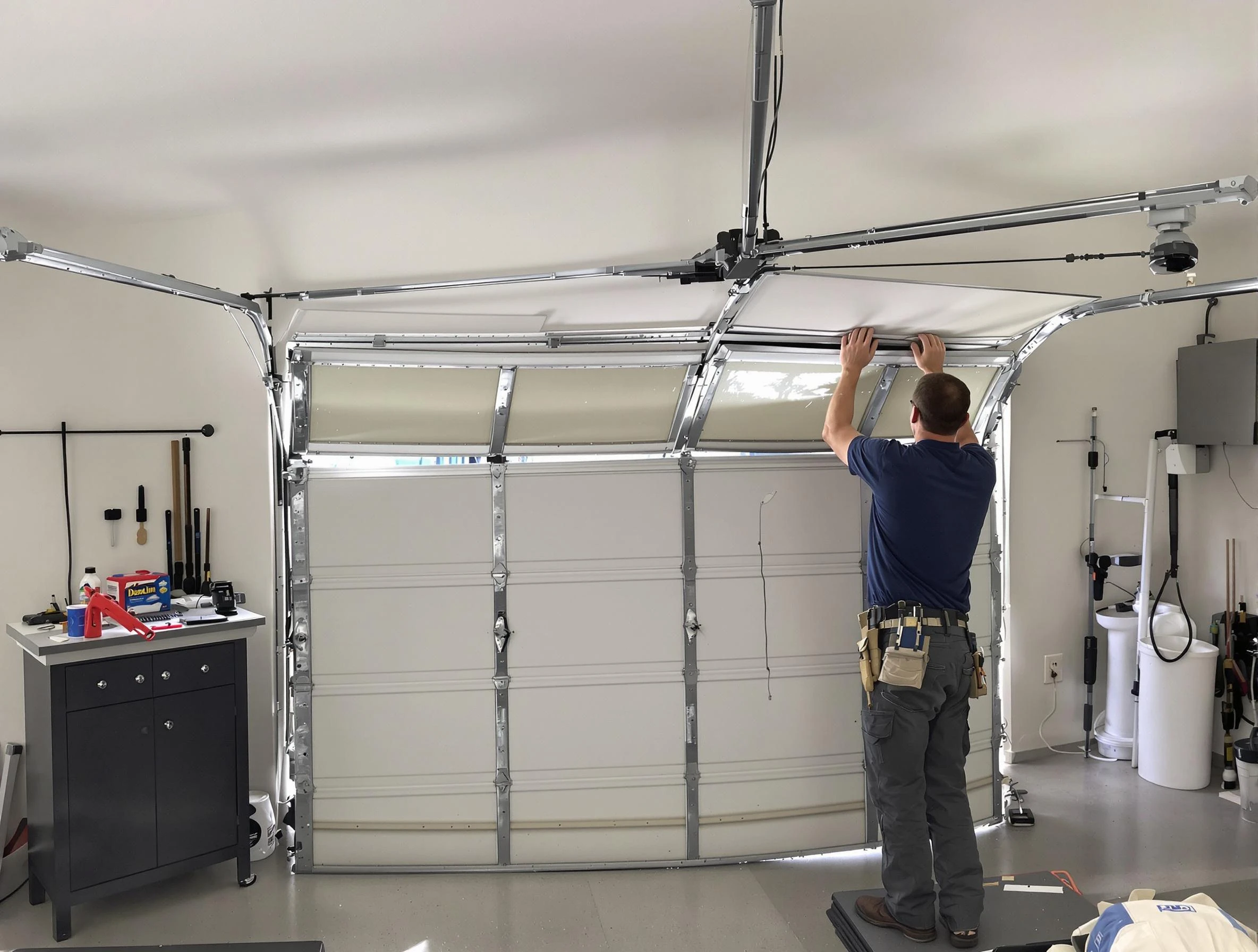 North Andover Garage Door Repair specialist performing precise section replacement on North Andover garage door